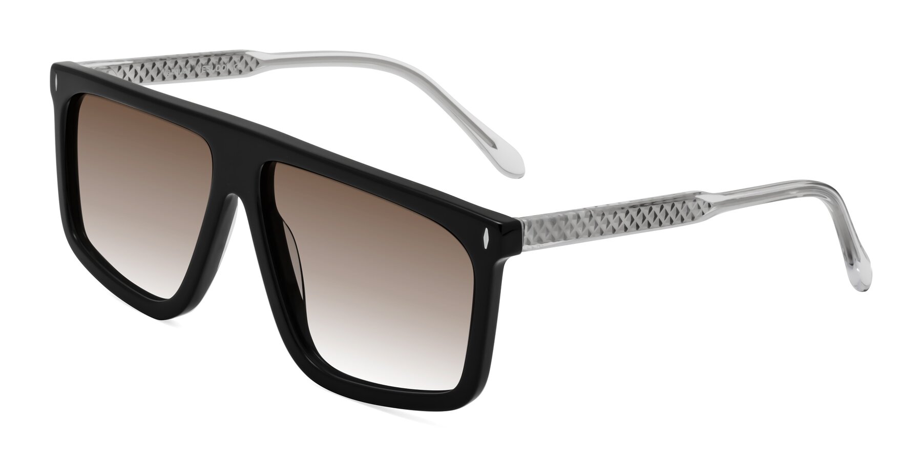 Angle of Vazquez in Black/Silver with Brown Gradient Lenses