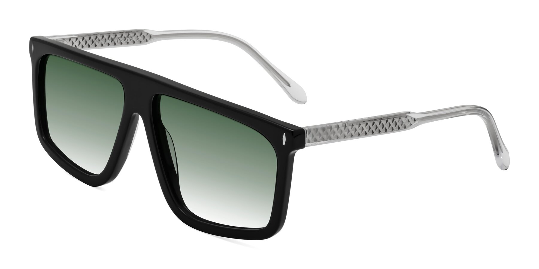 Angle of Vazquez in Black/Silver with Green Gradient Lenses