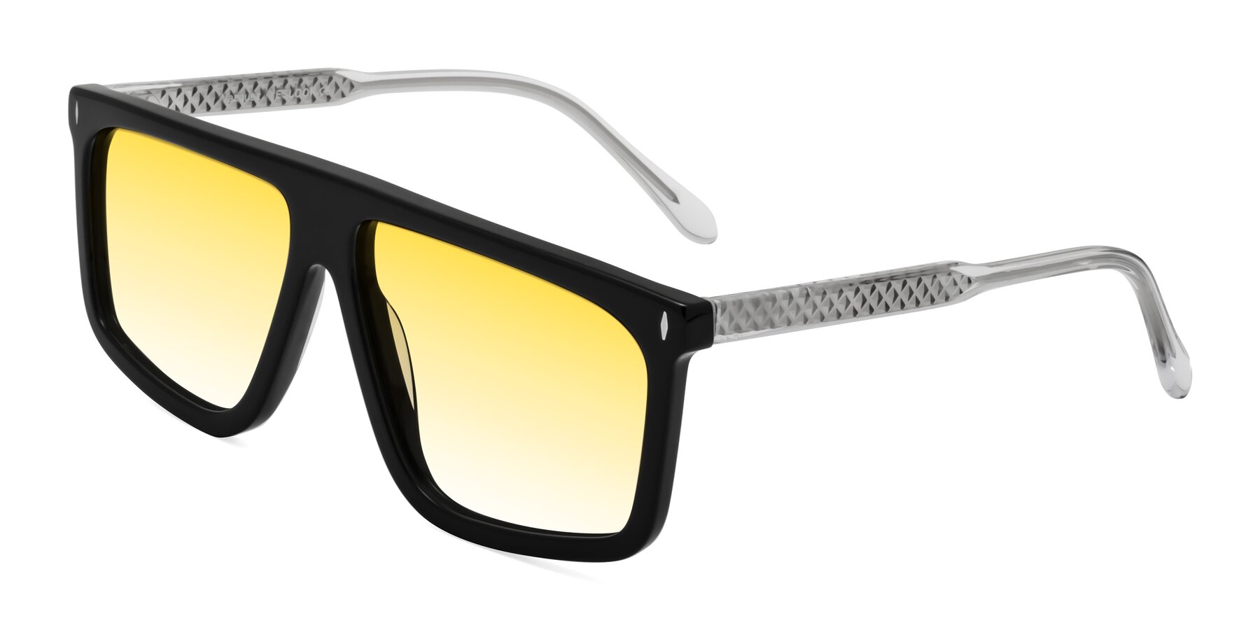 Angle of Vazquez in Black/Silver with Yellow Gradient Lenses