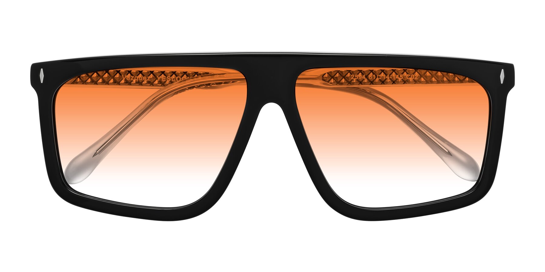 Folded Front of Vazquez in Black/Silver with Orange Gradient Lenses
