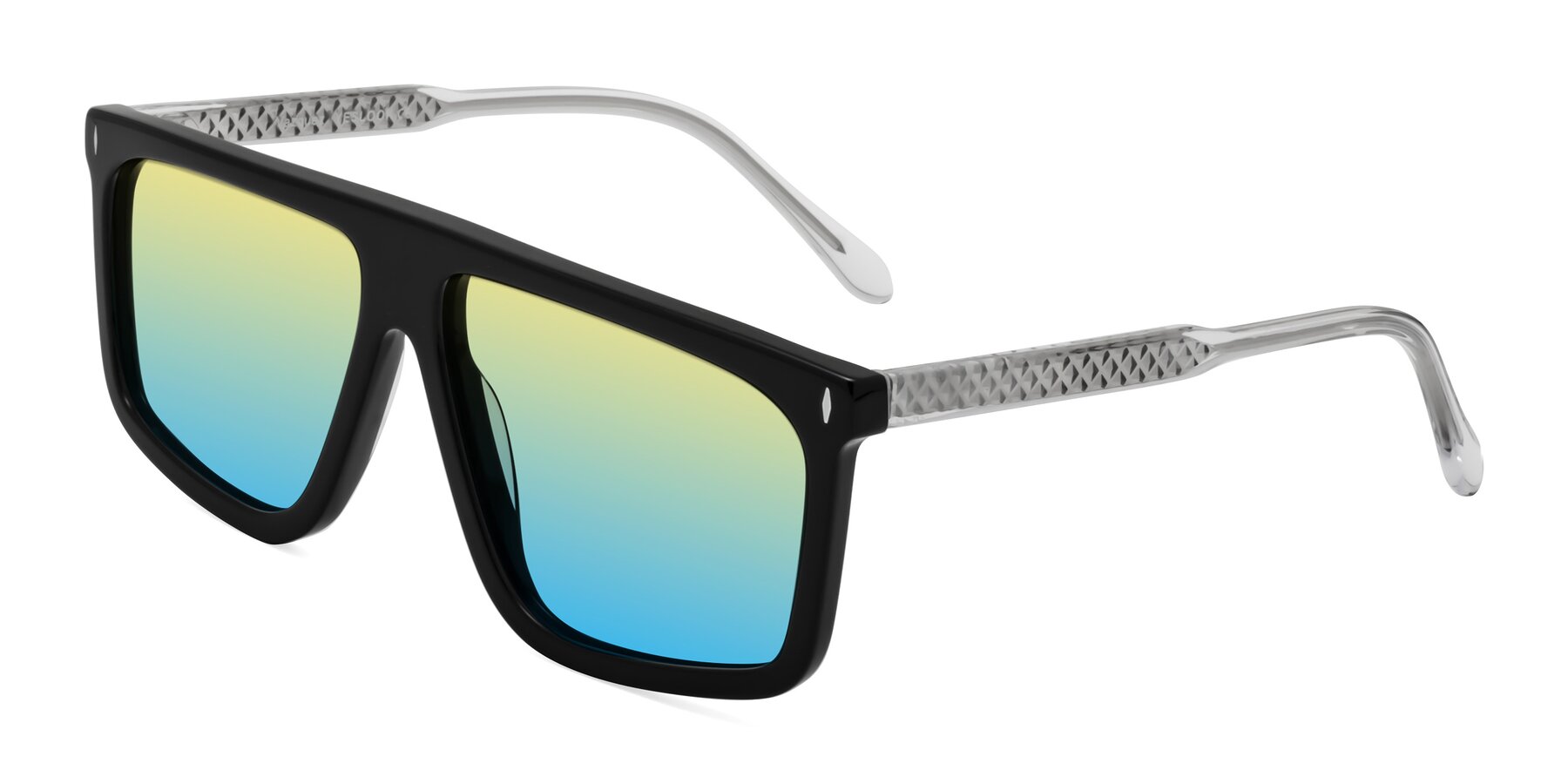 Angle of Vazquez in Black/Silver with Yellow / Blue Gradient Lenses