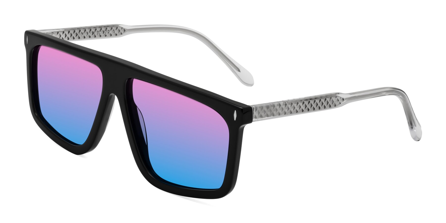 Angle of Vazquez in Black/Silver with Pink / Blue Gradient Lenses