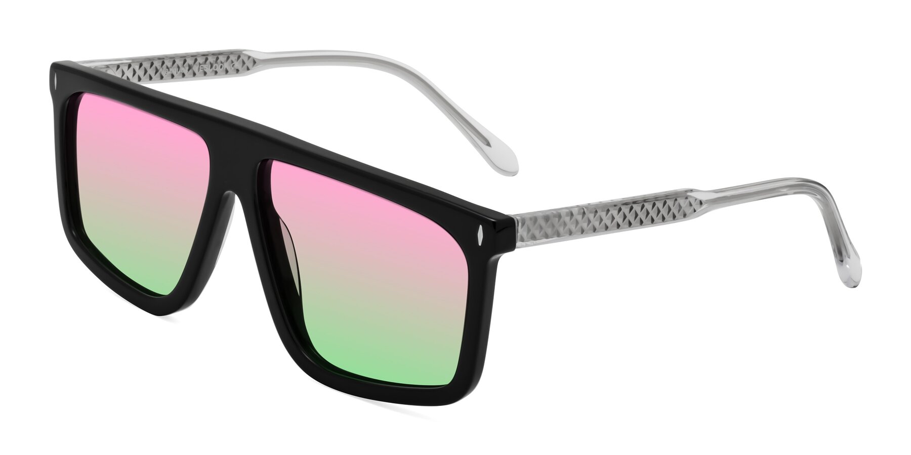 Angle of Vazquez in Black/Silver with Pink / Green Gradient Lenses