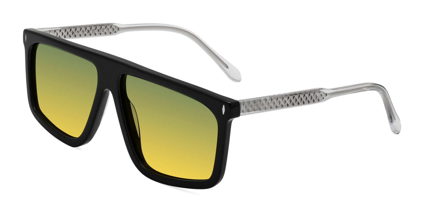 Angle of Vazquez in Black/Silver with Green / Yellow Gradient Lenses