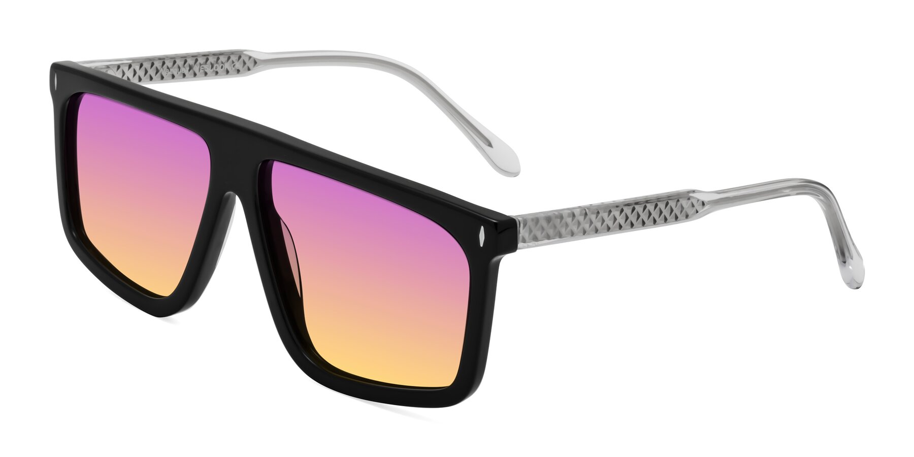Angle of Vazquez in Black/Silver with Purple / Yellow Gradient Lenses