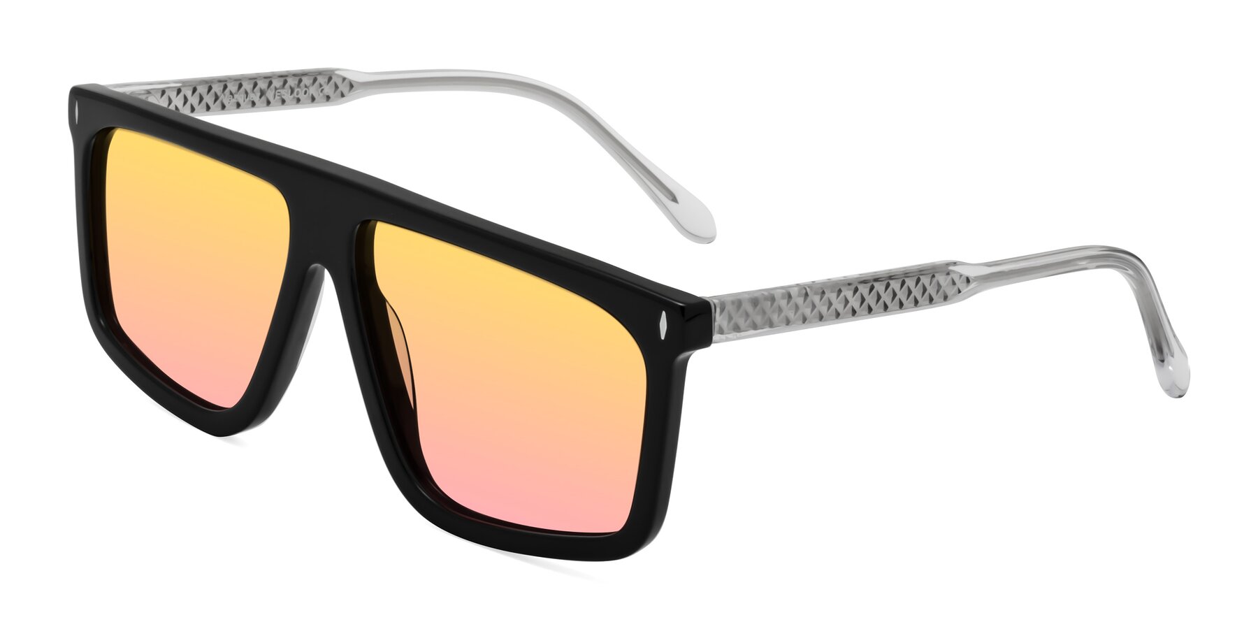 Angle of Vazquez in Black/Silver with Yellow / Pink Gradient Lenses