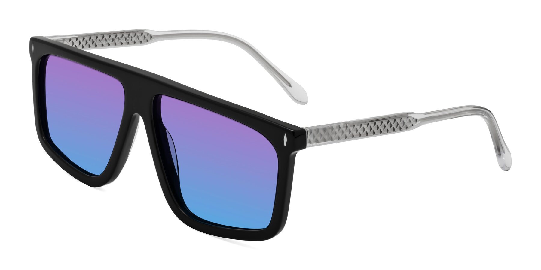 Angle of Vazquez in Black/Silver with Purple / Blue Gradient Lenses