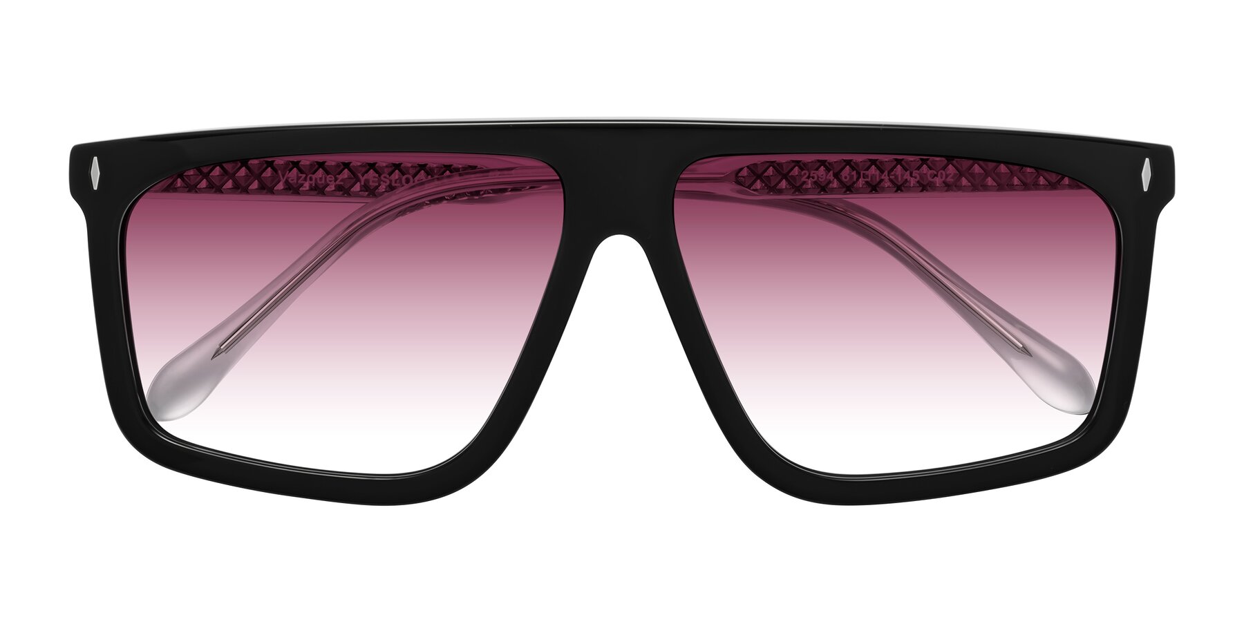 Folded Front of Vazquez in Black/Silver with Wine Gradient Lenses