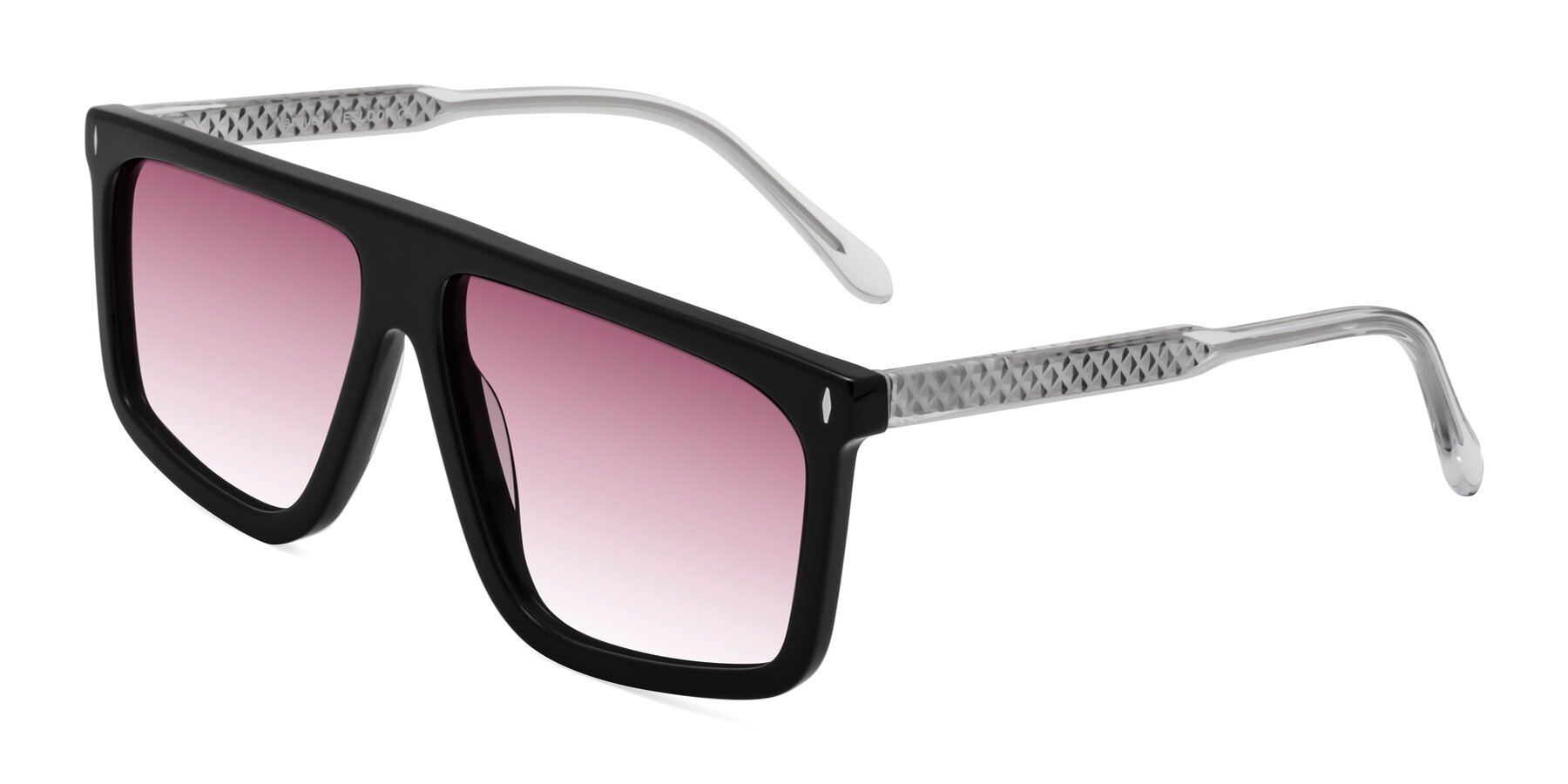 Angle of Vazquez in Black/Silver with Wine Gradient Lenses