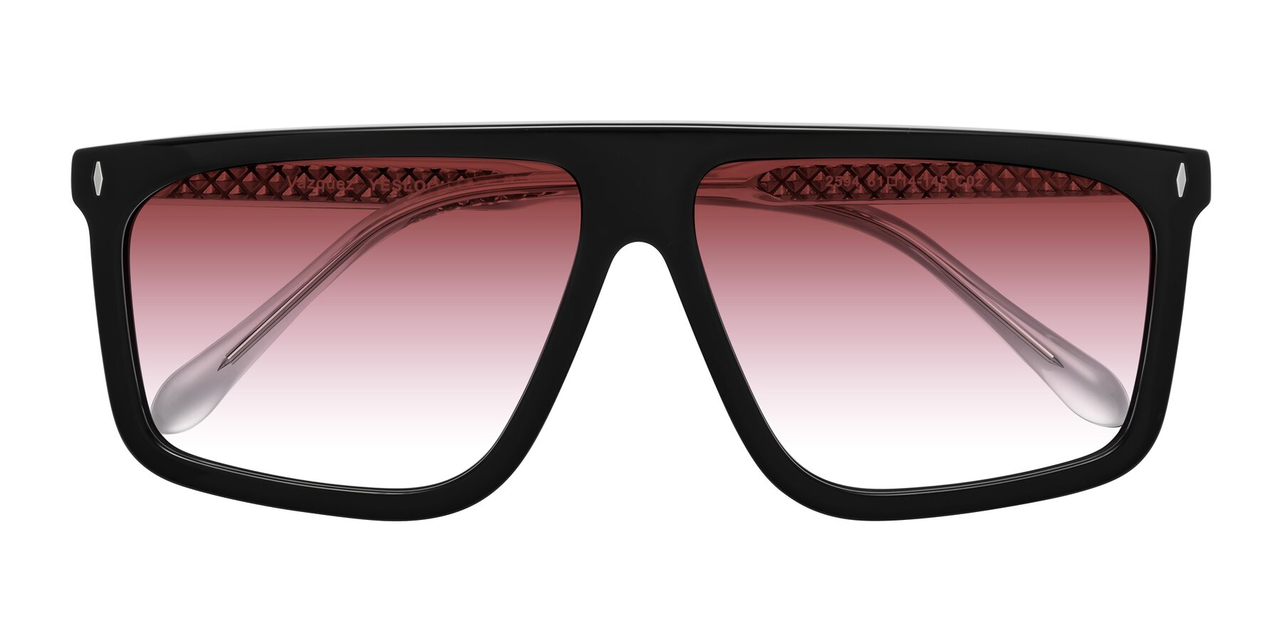 Folded Front of Vazquez in Black/Silver with Garnet Gradient Lenses