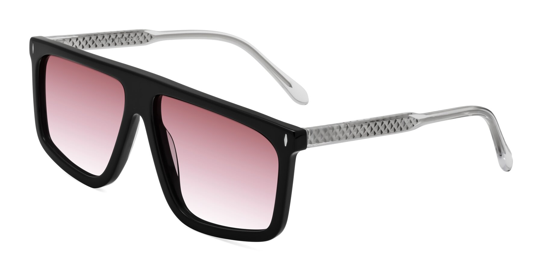 Angle of Vazquez in Black/Silver with Garnet Gradient Lenses