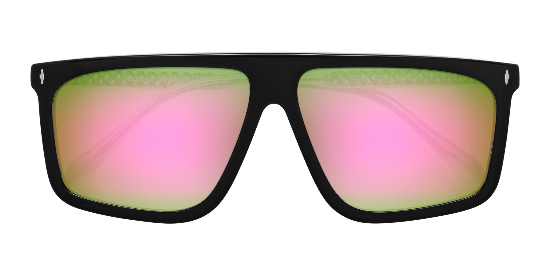 Folded Front of Vazquez in Black/Silver with Pink Mirrored Lenses