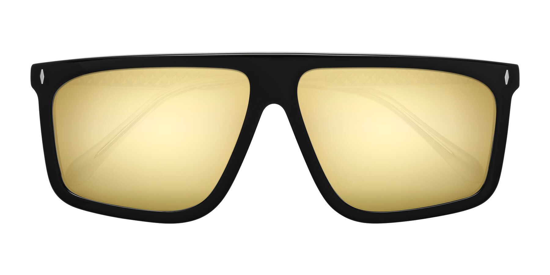 Folded Front of Vazquez in Black/Silver with Gold Mirrored Lenses