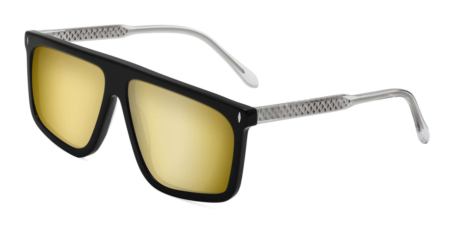 Angle of Vazquez in Black/Silver with Gold Mirrored Lenses