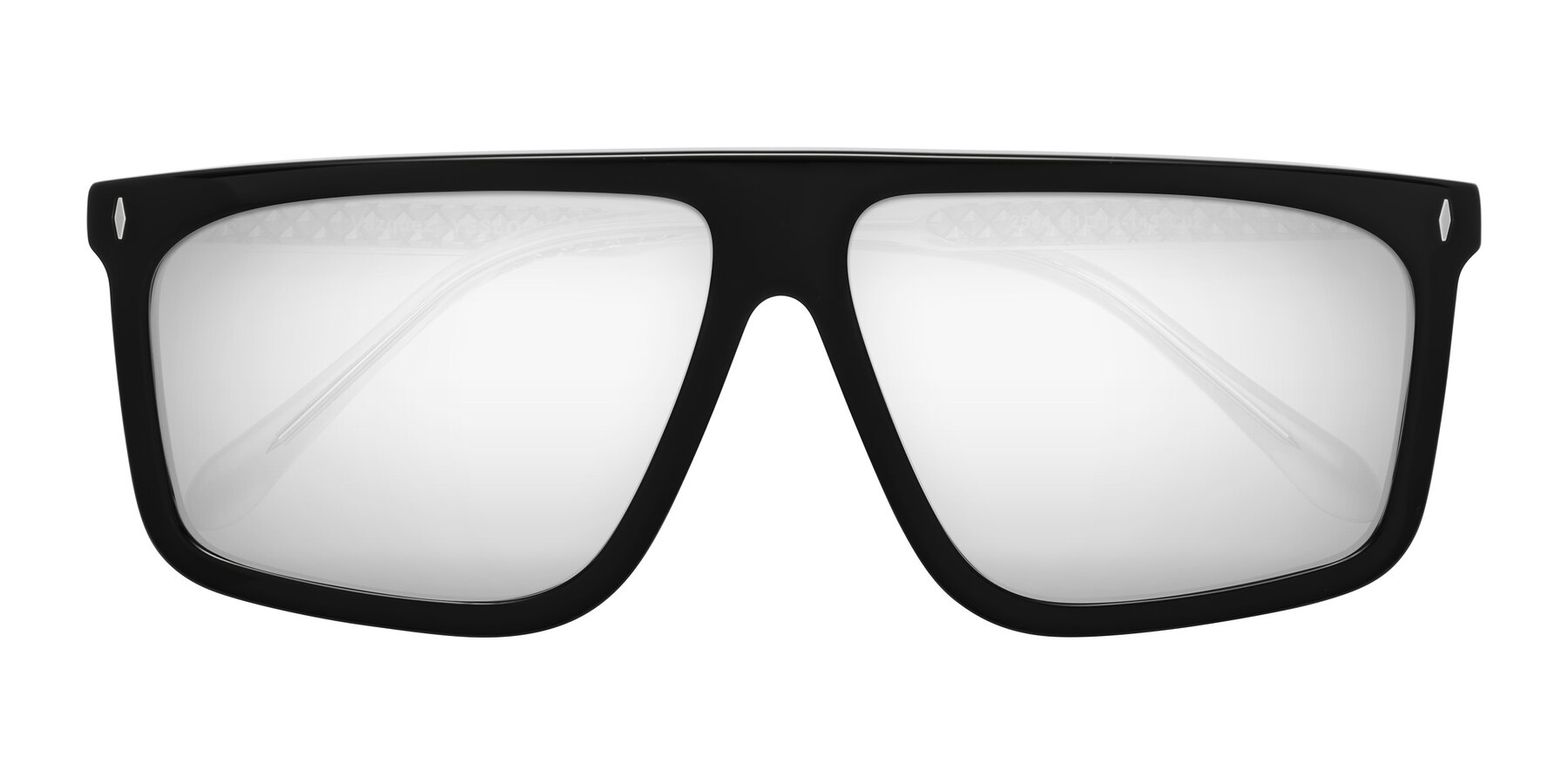 Folded Front of Vazquez in Black/Silver with Silver Mirrored Lenses