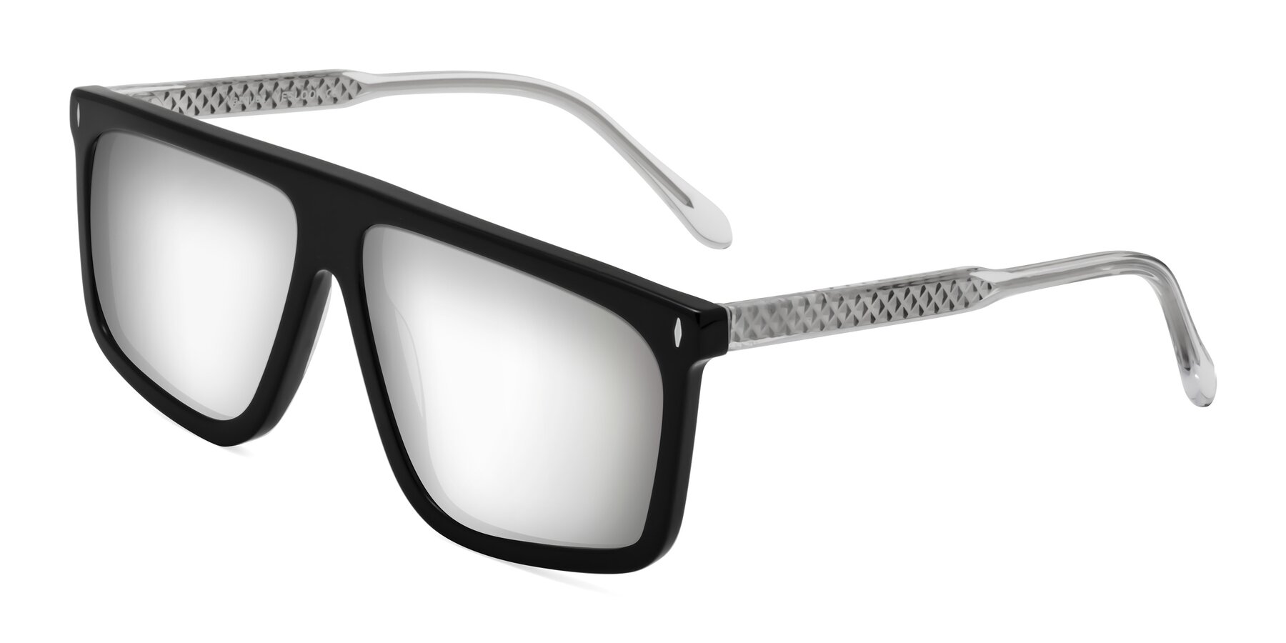 Angle of Vazquez in Black/Silver with Silver Mirrored Lenses