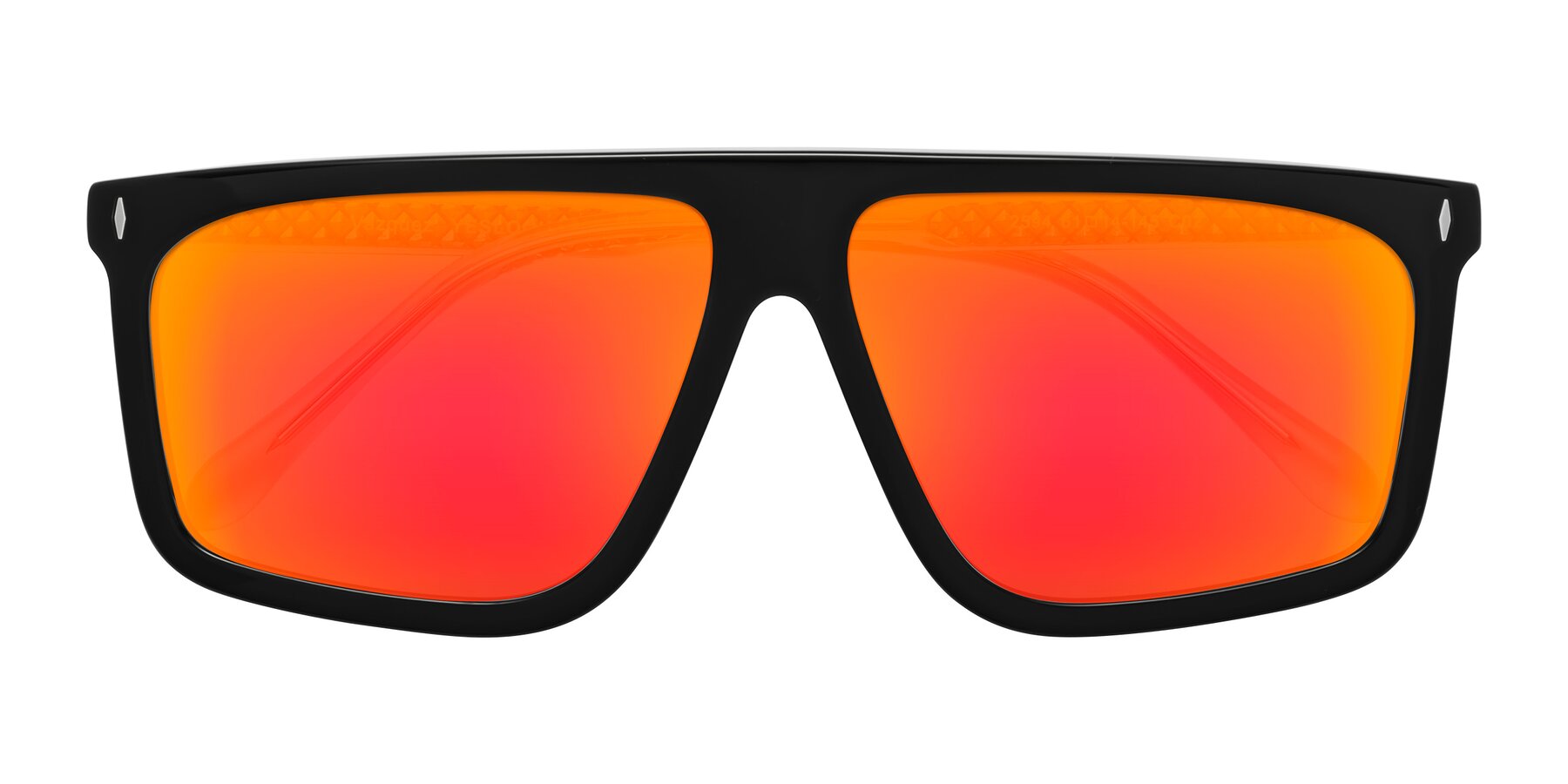 Folded Front of Vazquez in Black/Silver with Red Gold Mirrored Lenses