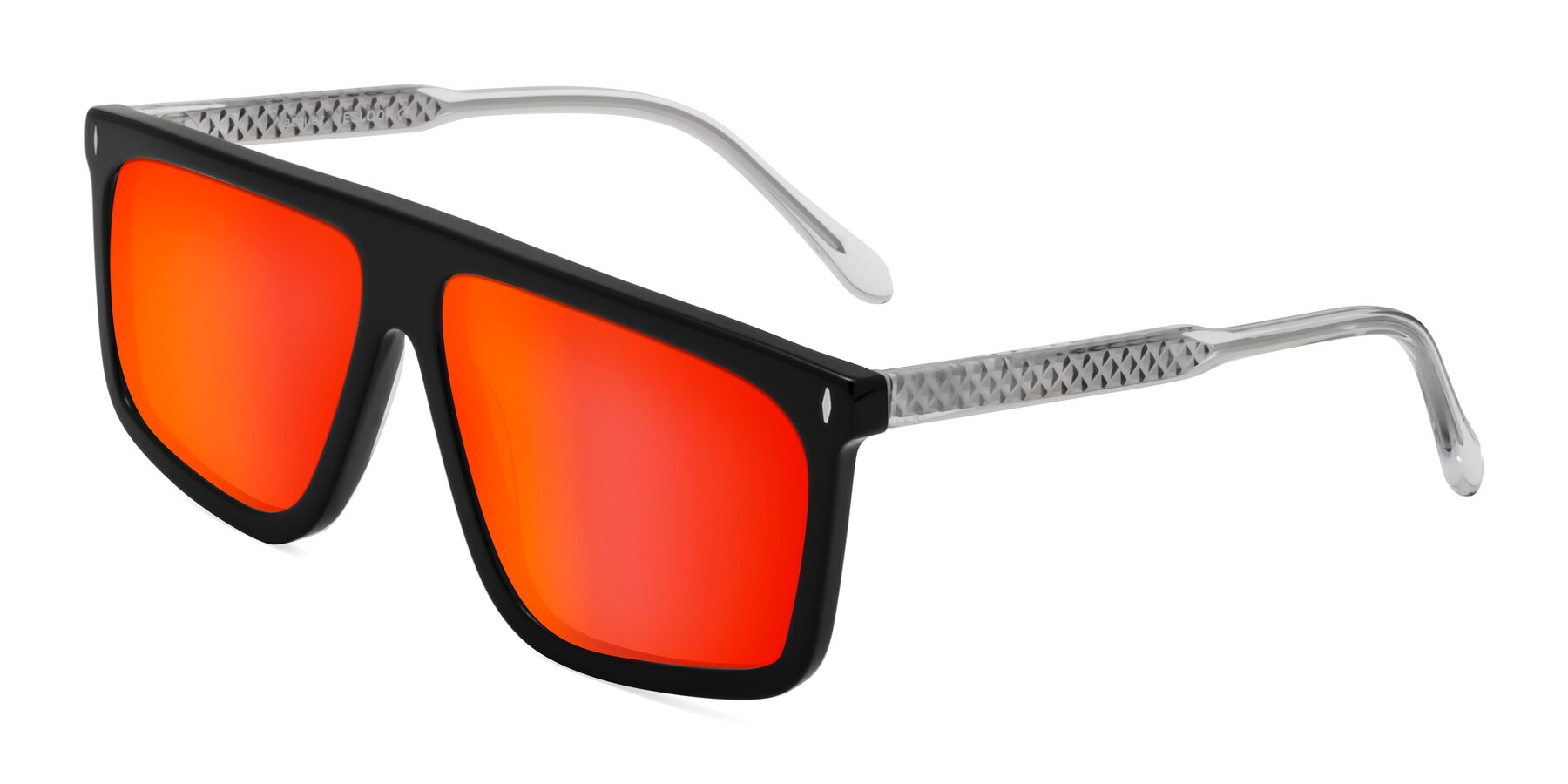 Angle of Vazquez in Black/Silver with Red Gold Mirrored Lenses