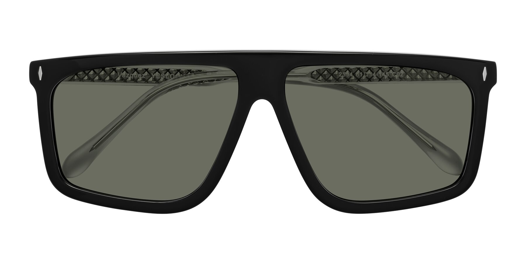 Folded Front of Vazquez in Black/Silver with Gray Polarized Lenses