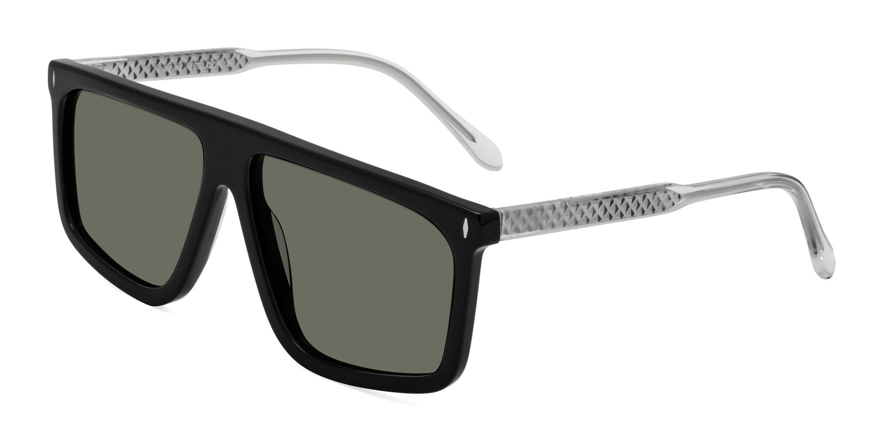 Angle of Vazquez in Black/Silver with Gray Polarized Lenses