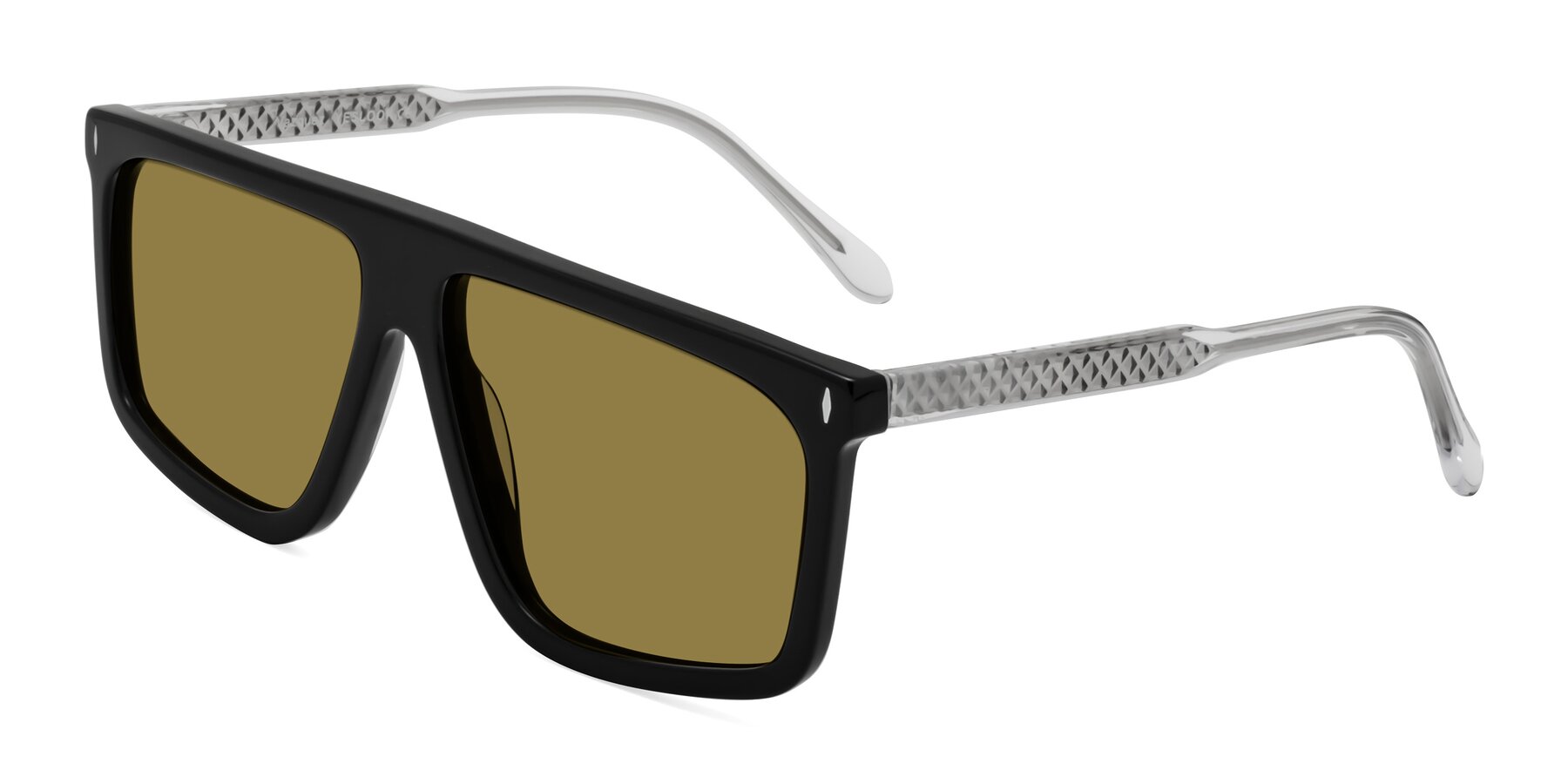 Angle of Vazquez in Black/Silver with Brown Polarized Lenses