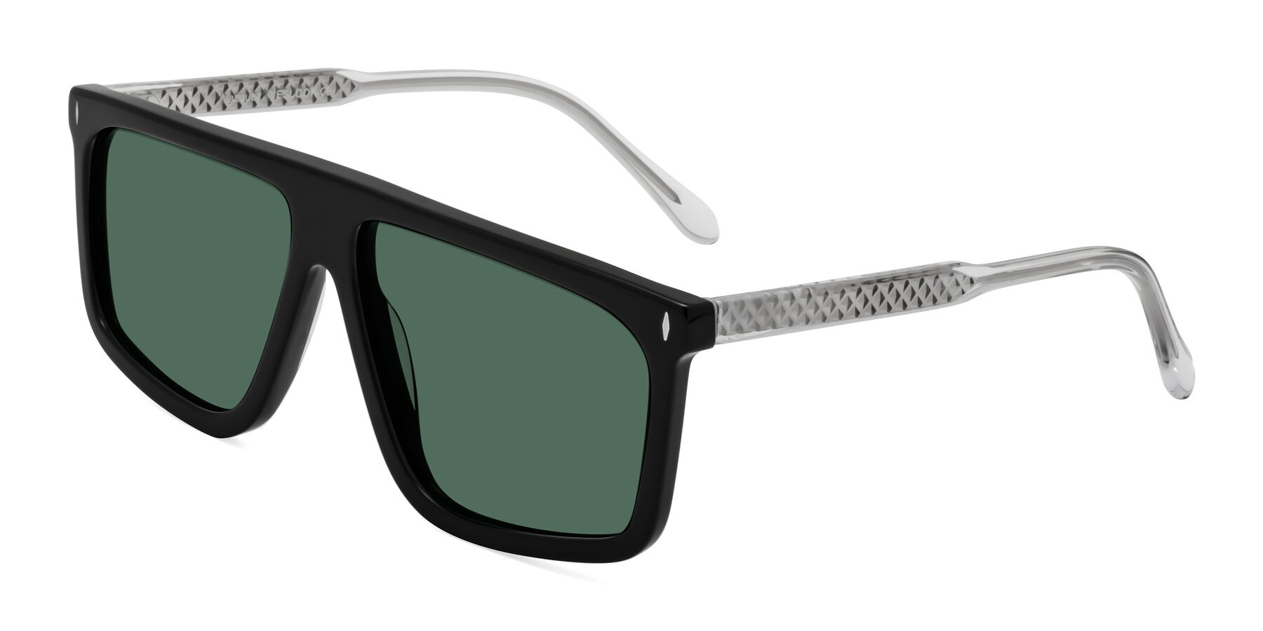 Angle of Vazquez in Black/Silver with Green Polarized Lenses