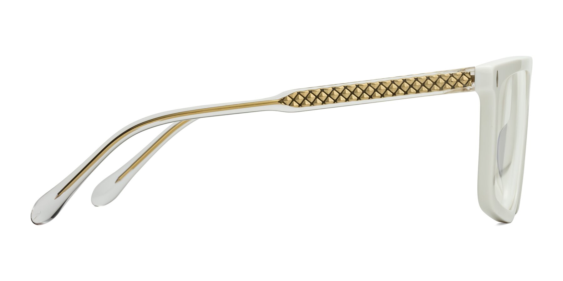 Side of Vazquez in White/Gold with Clear Blue Light Blocking Lenses