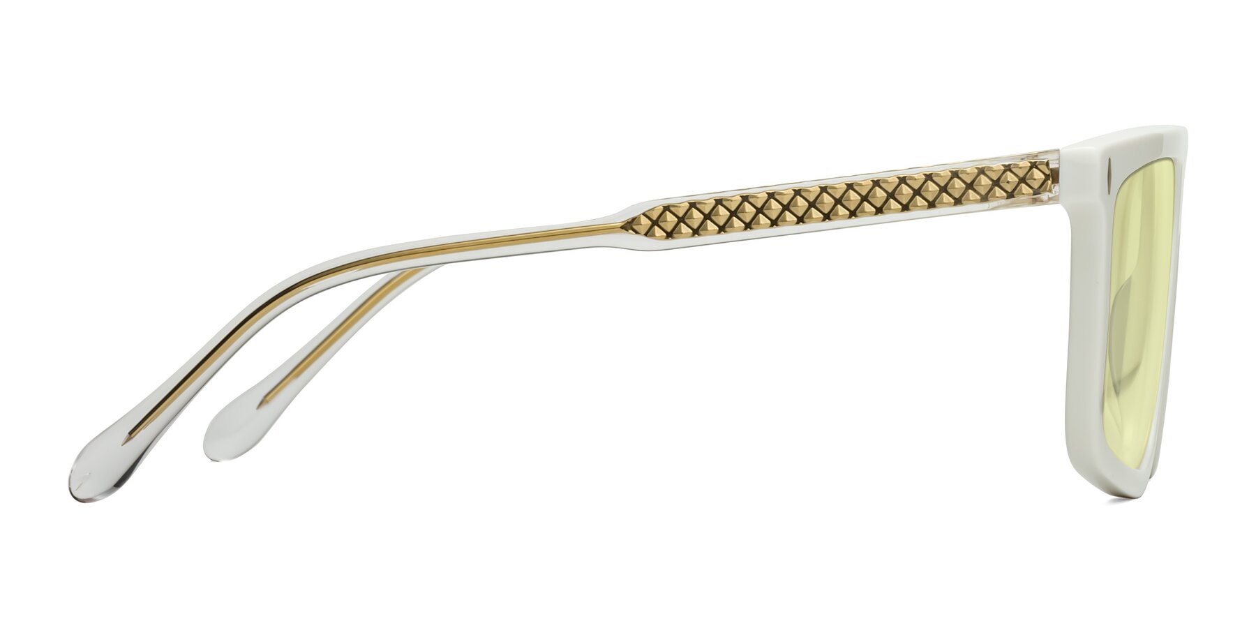 Side of Vazquez in White/Gold with Light Yellow Tinted Lenses