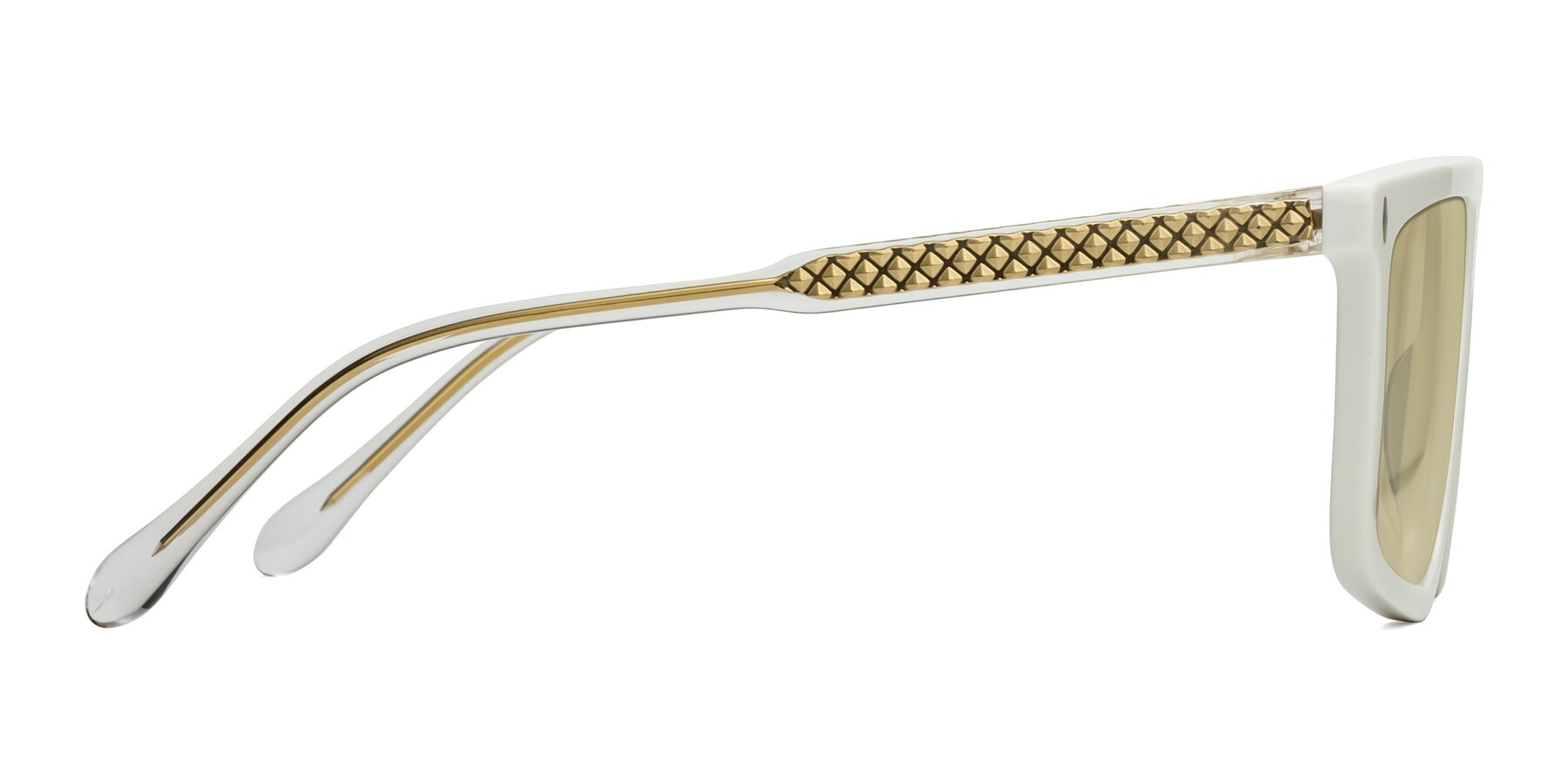 Side of Vazquez in White/Gold with Light Champagne Tinted Lenses