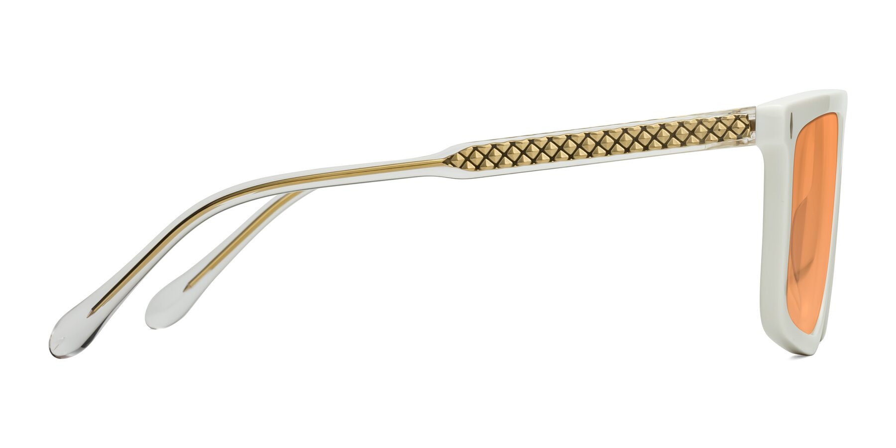 Side of Vazquez in White/Gold with Medium Orange Tinted Lenses