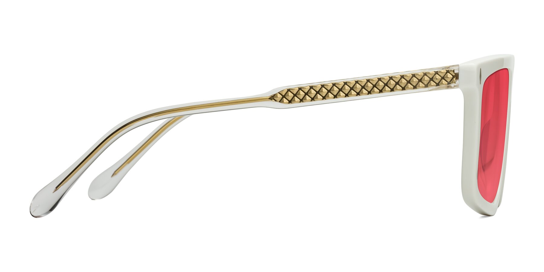 Side of Vazquez in White/Gold with Red Tinted Lenses