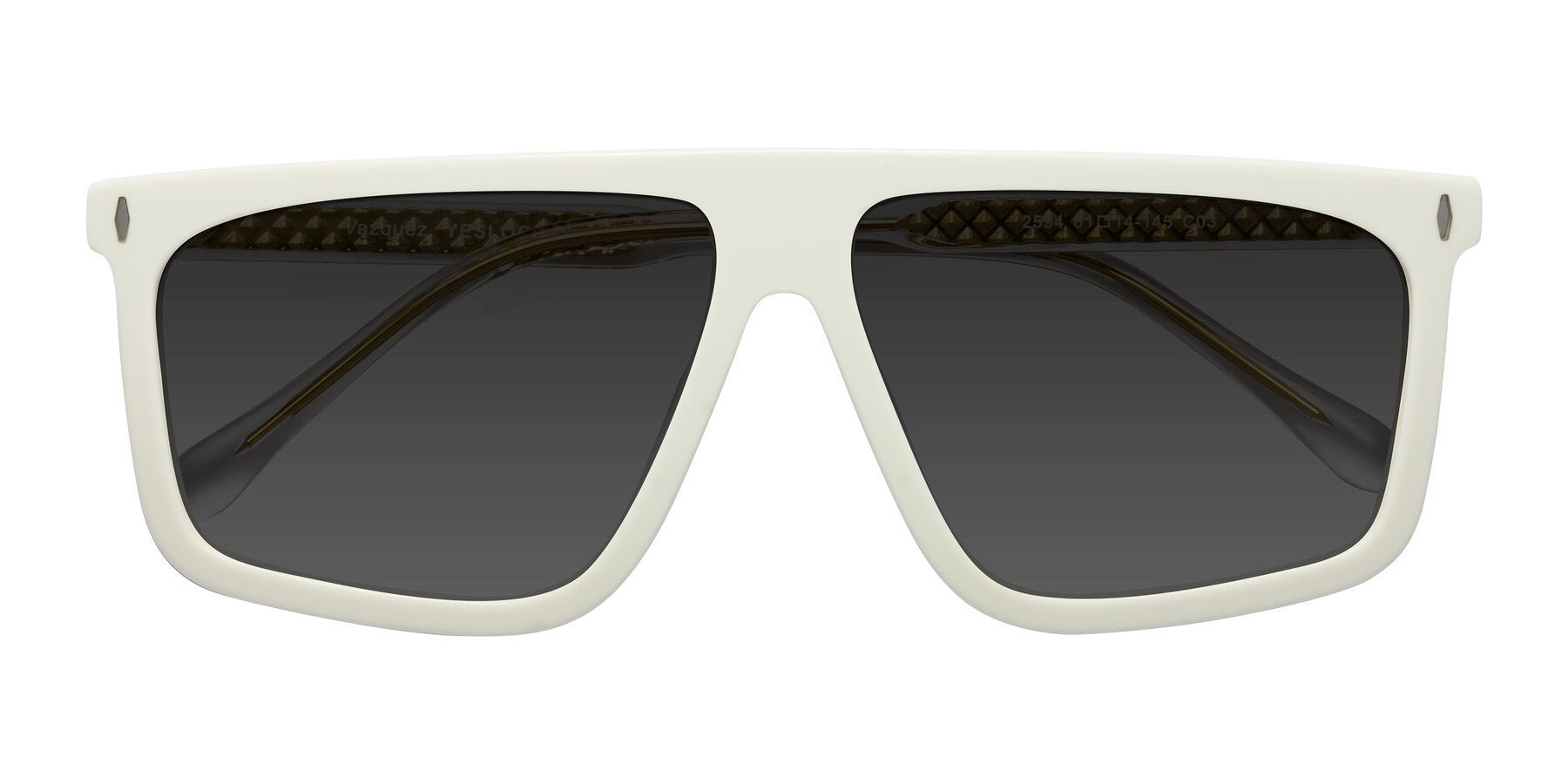 Folded Front of Vazquez in White/Gold with Gray Tinted Lenses