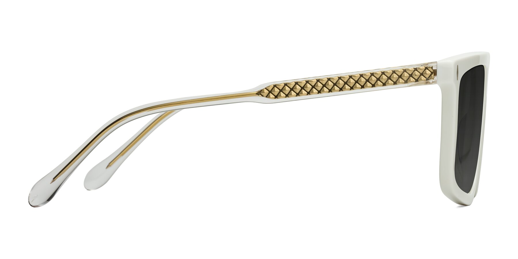 Side of Vazquez in White/Gold with Gray Tinted Lenses