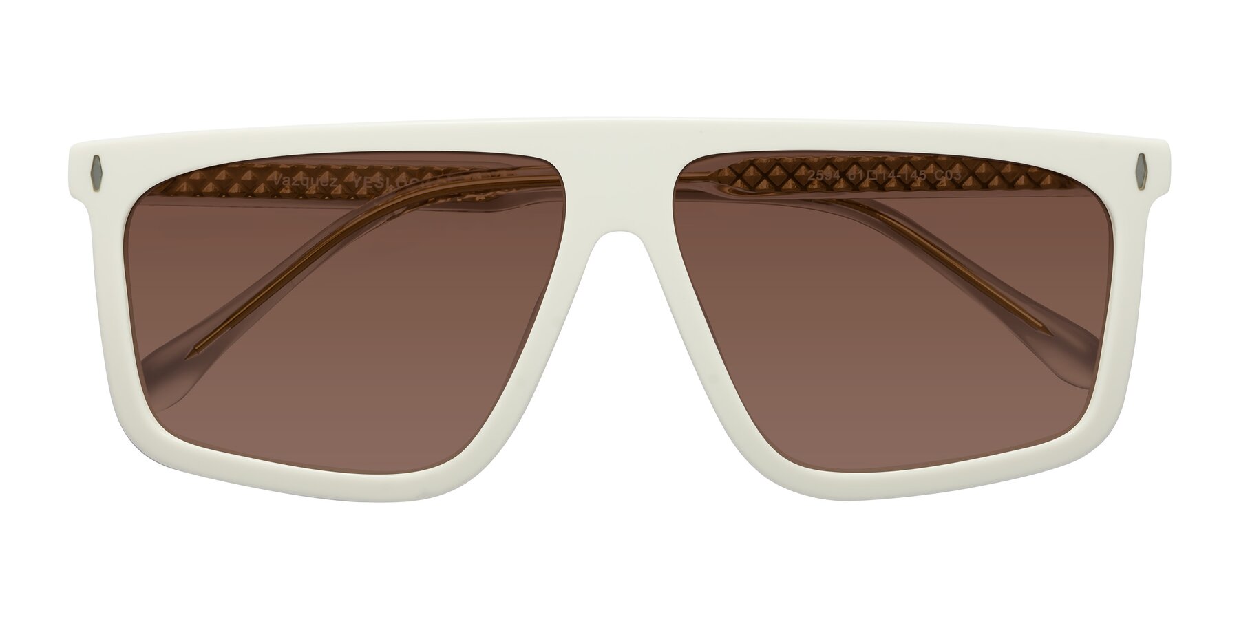 Folded Front of Vazquez in White/Gold with Brown Tinted Lenses