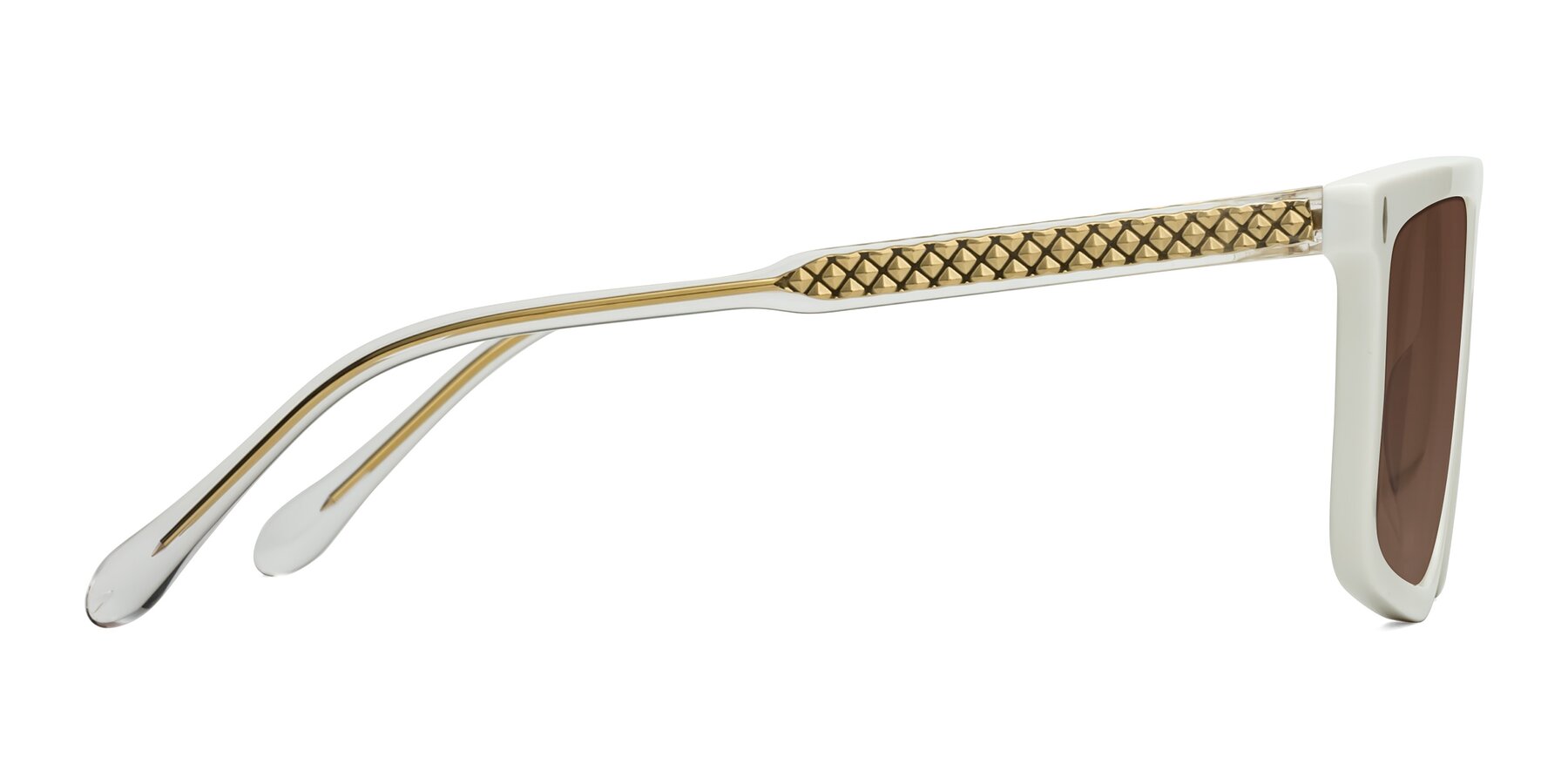 Side of Vazquez in White/Gold with Brown Tinted Lenses