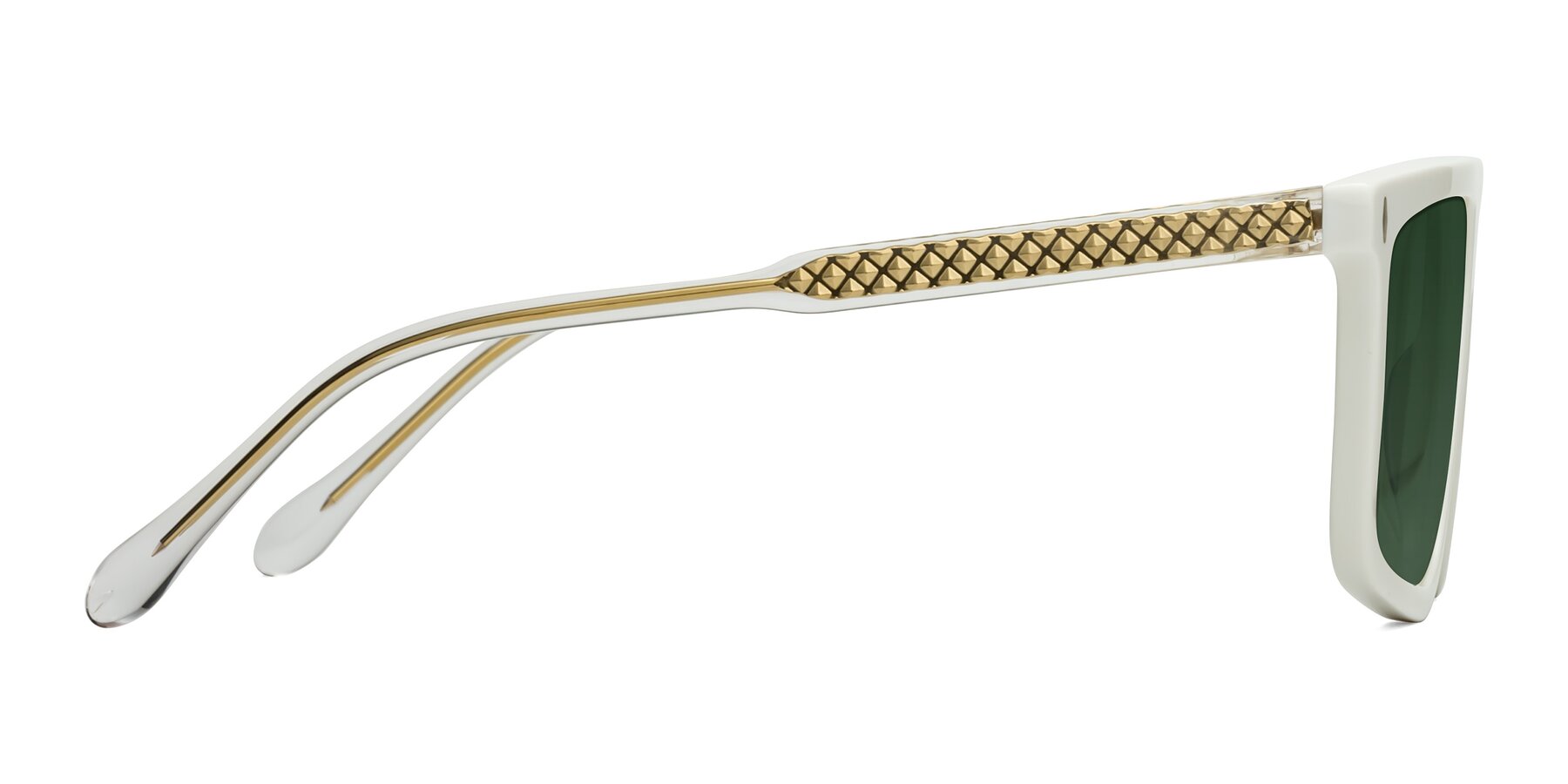 Side of Vazquez in White/Gold with Green Tinted Lenses