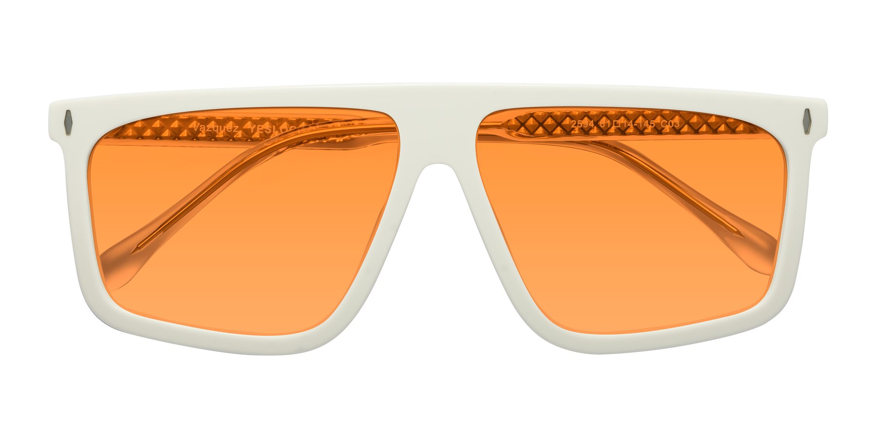 Folded Front of Vazquez in White/Gold with Orange Tinted Lenses