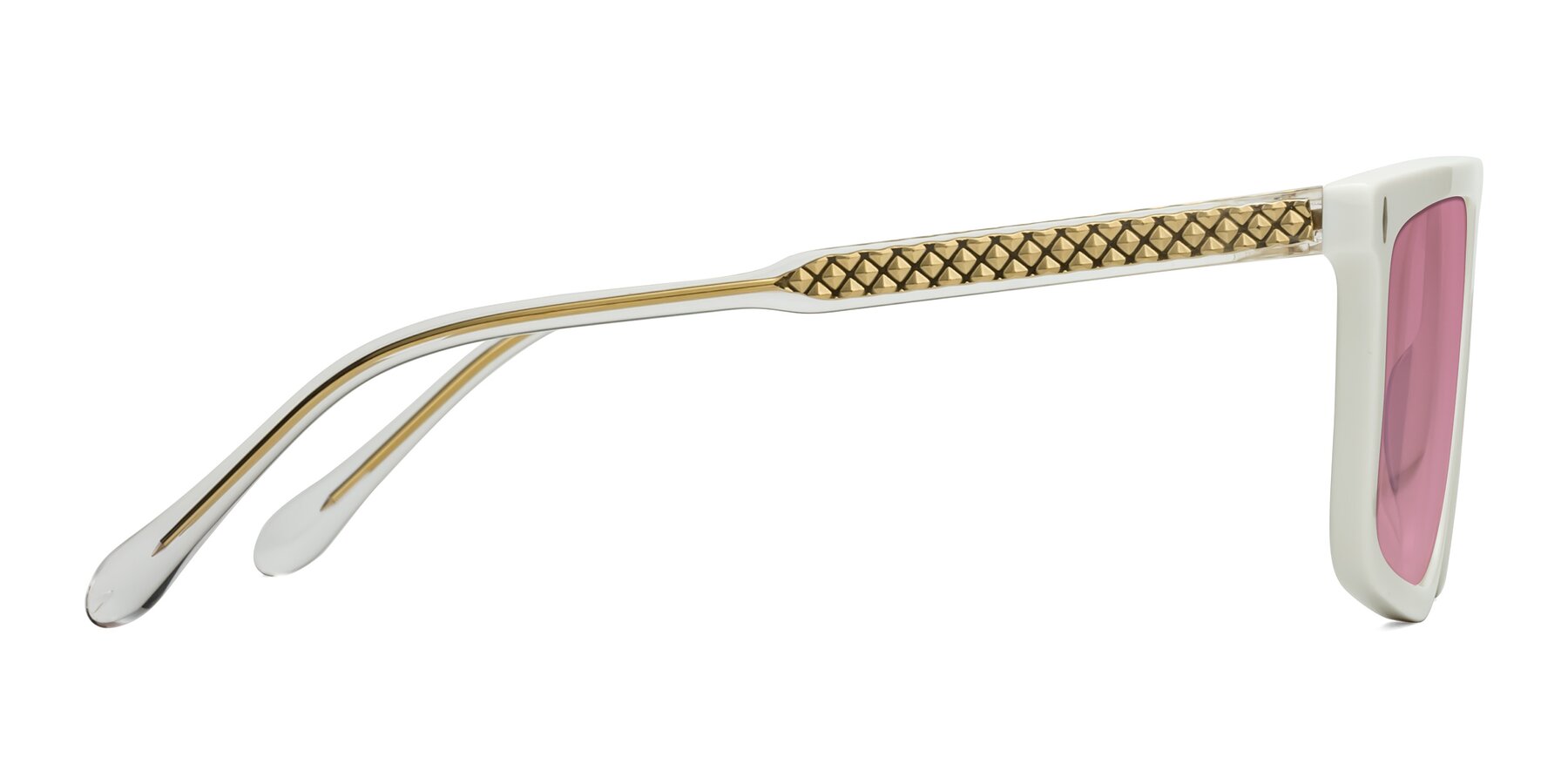 Side of Vazquez in White/Gold with Medium Wine Tinted Lenses