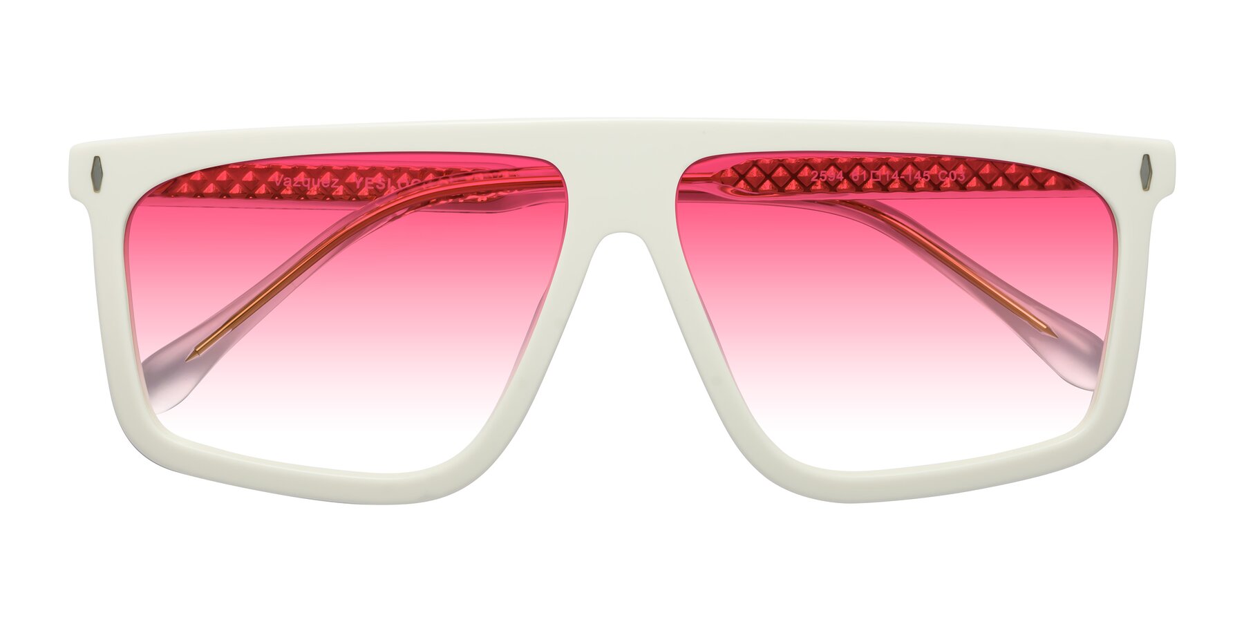 Folded Front of Vazquez in White/Gold with Pink Gradient Lenses