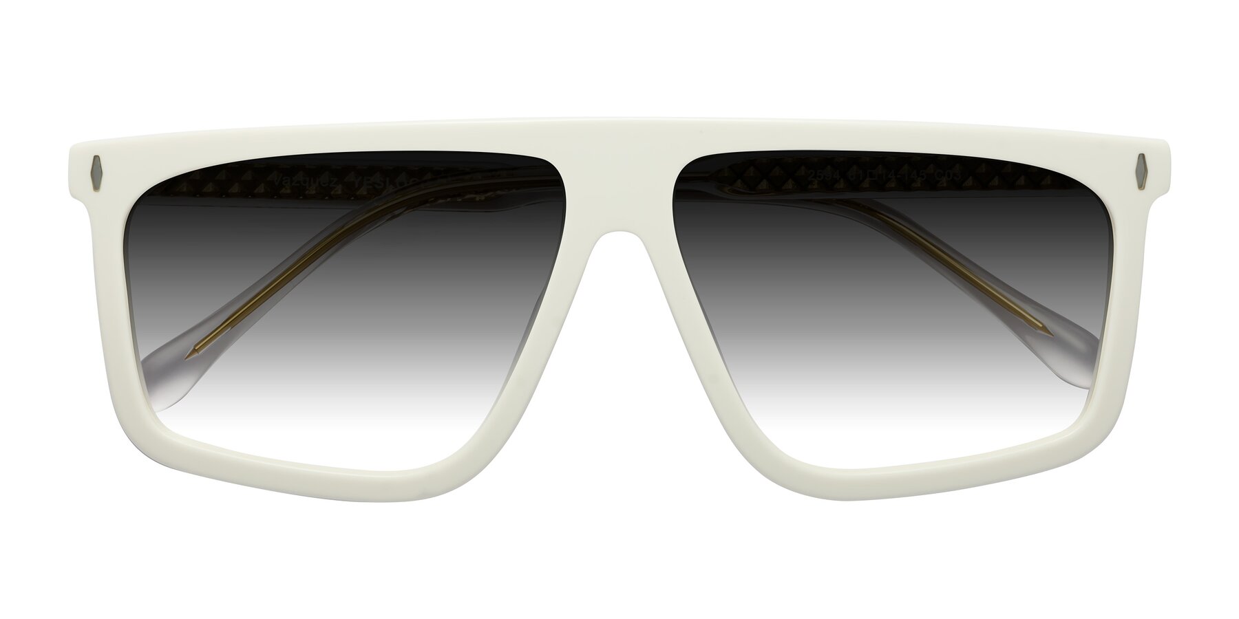 Folded Front of Vazquez in White/Gold with Gray Gradient Lenses