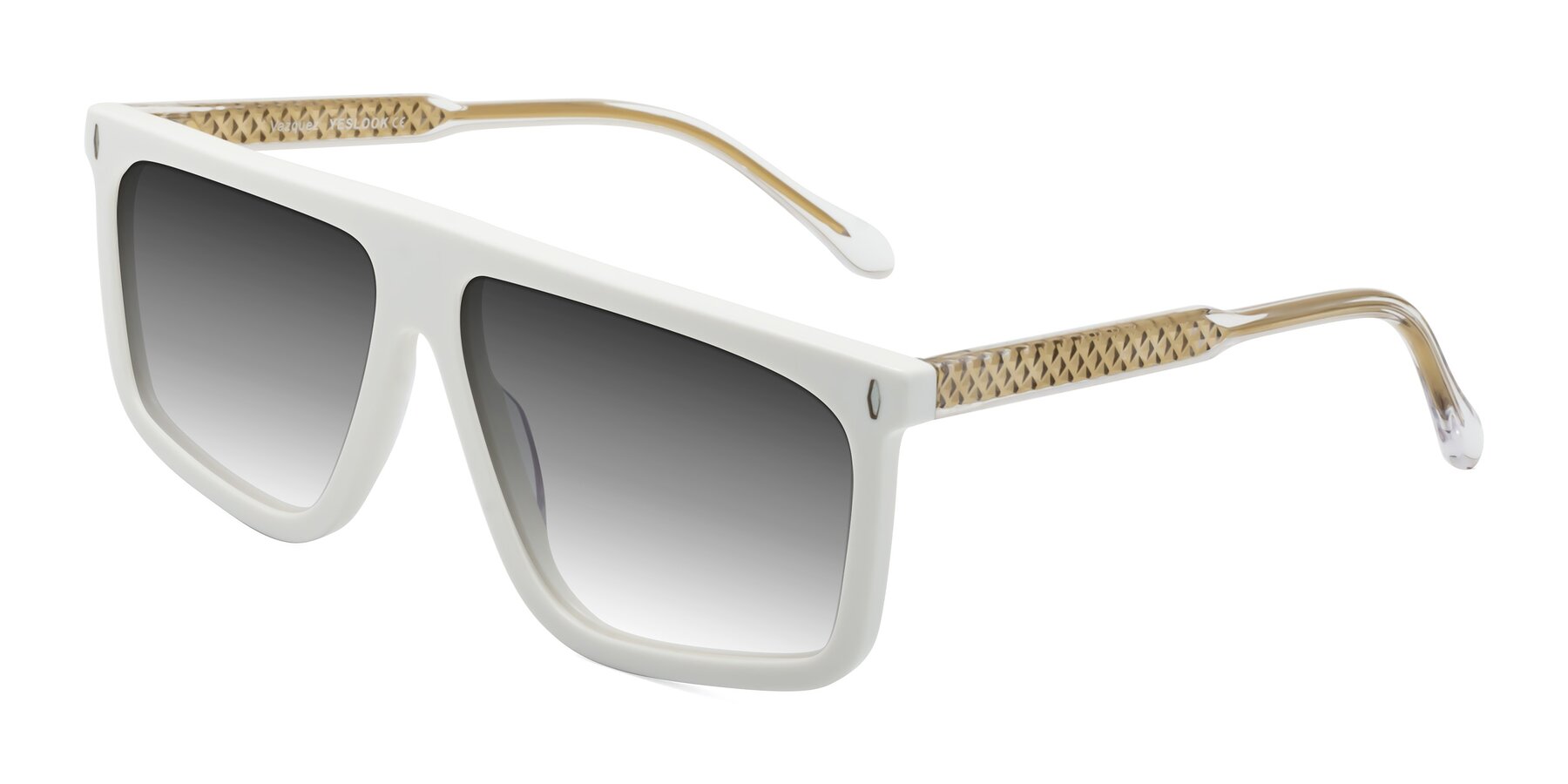 Angle of Vazquez in White/Gold with Gray Gradient Lenses