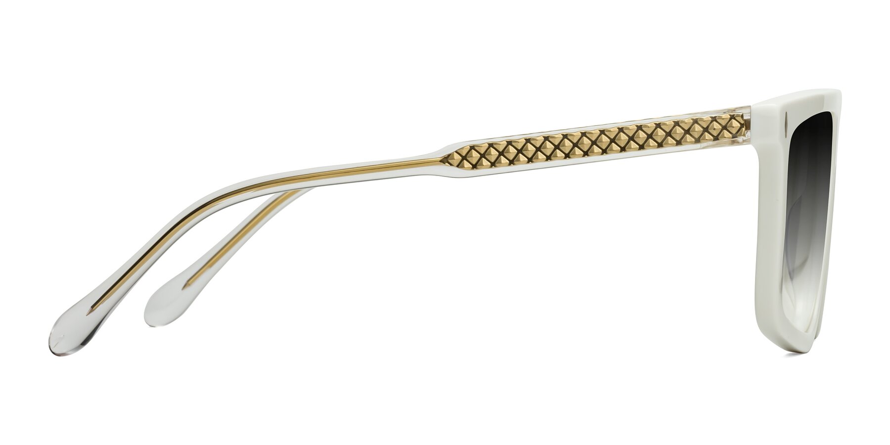 Side of Vazquez in White/Gold with Gray Gradient Lenses