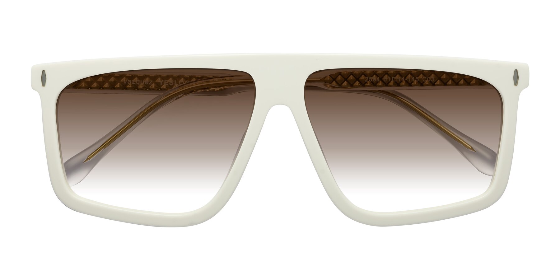 Folded Front of Vazquez in White/Gold with Brown Gradient Lenses
