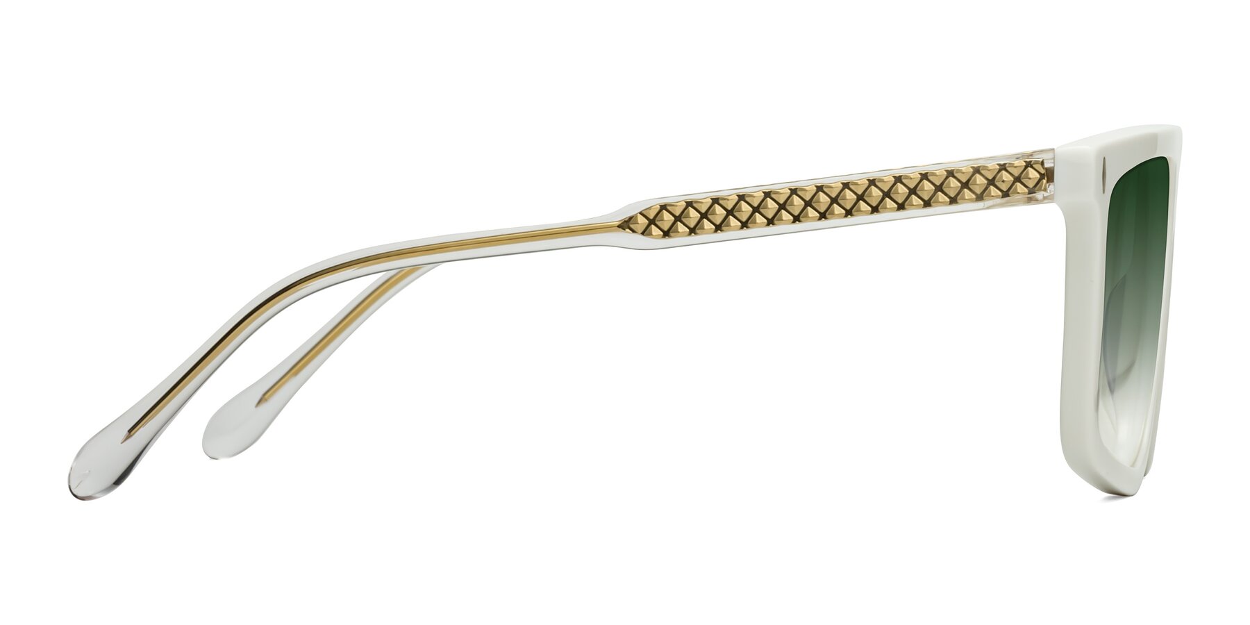 Side of Vazquez in White/Gold with Green Gradient Lenses