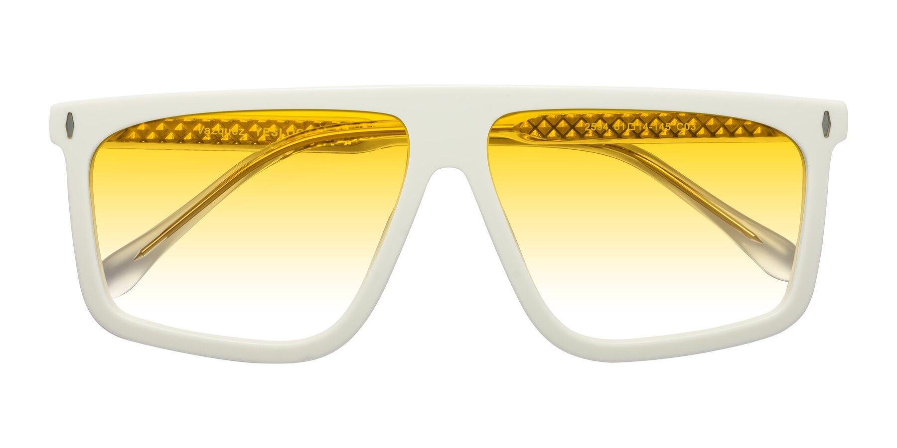 Folded Front of Vazquez in White/Gold with Yellow Gradient Lenses