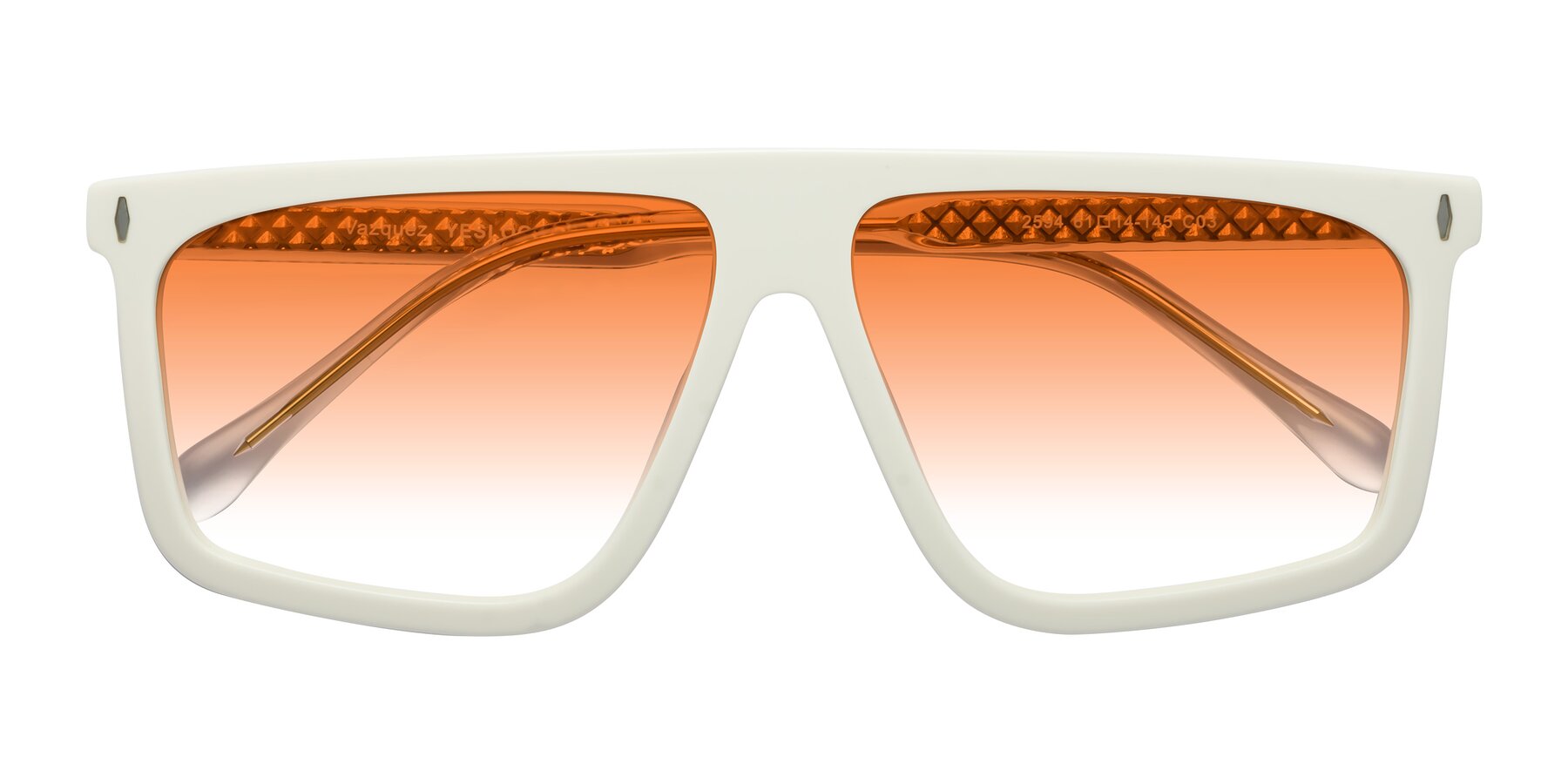 Folded Front of Vazquez in White/Gold with Orange Gradient Lenses