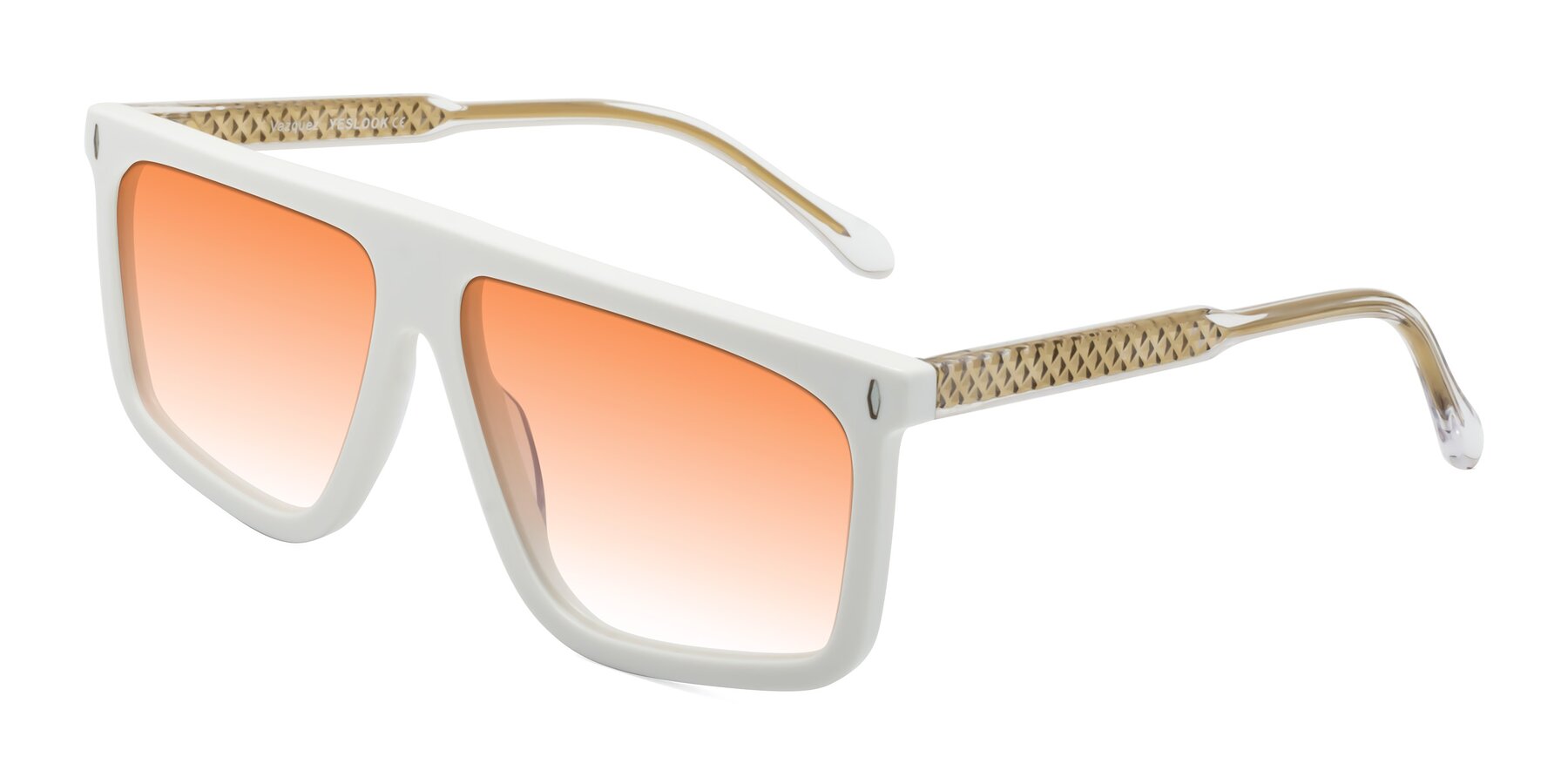Angle of Vazquez in White/Gold with Orange Gradient Lenses