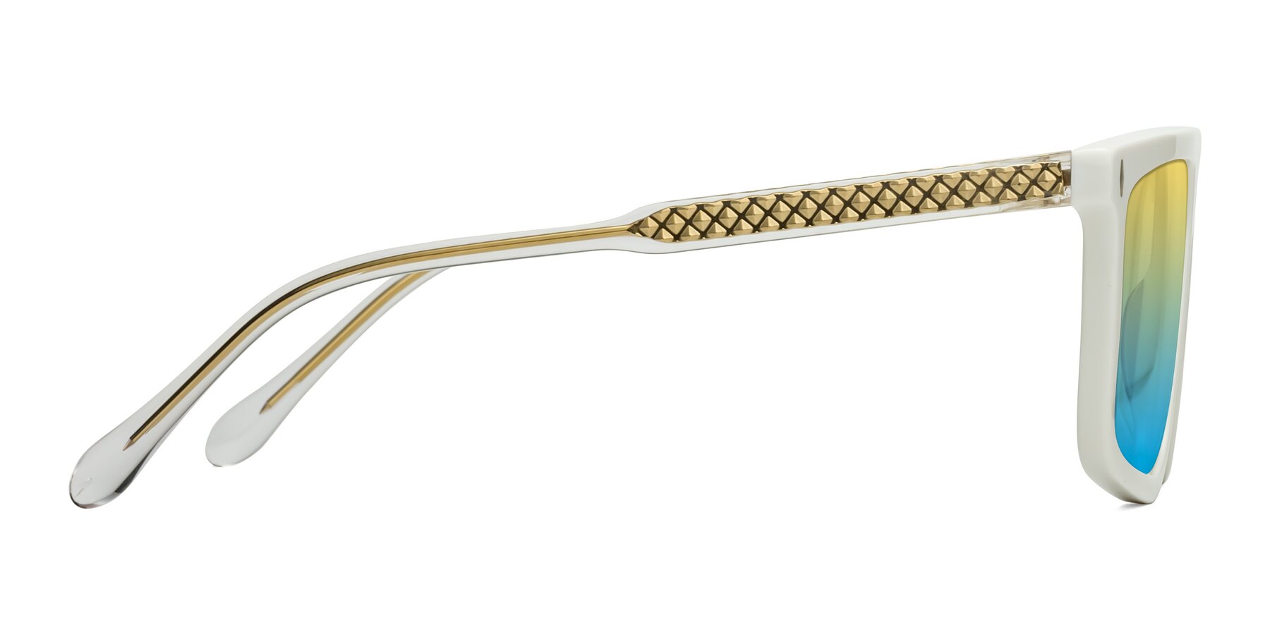 Side of Vazquez in White/Gold with Yellow / Blue Gradient Lenses