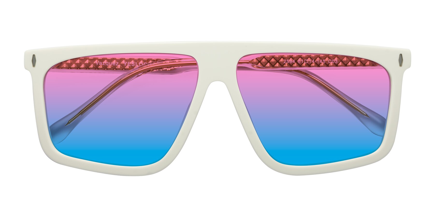 Folded Front of Vazquez in White/Gold with Pink / Blue Gradient Lenses