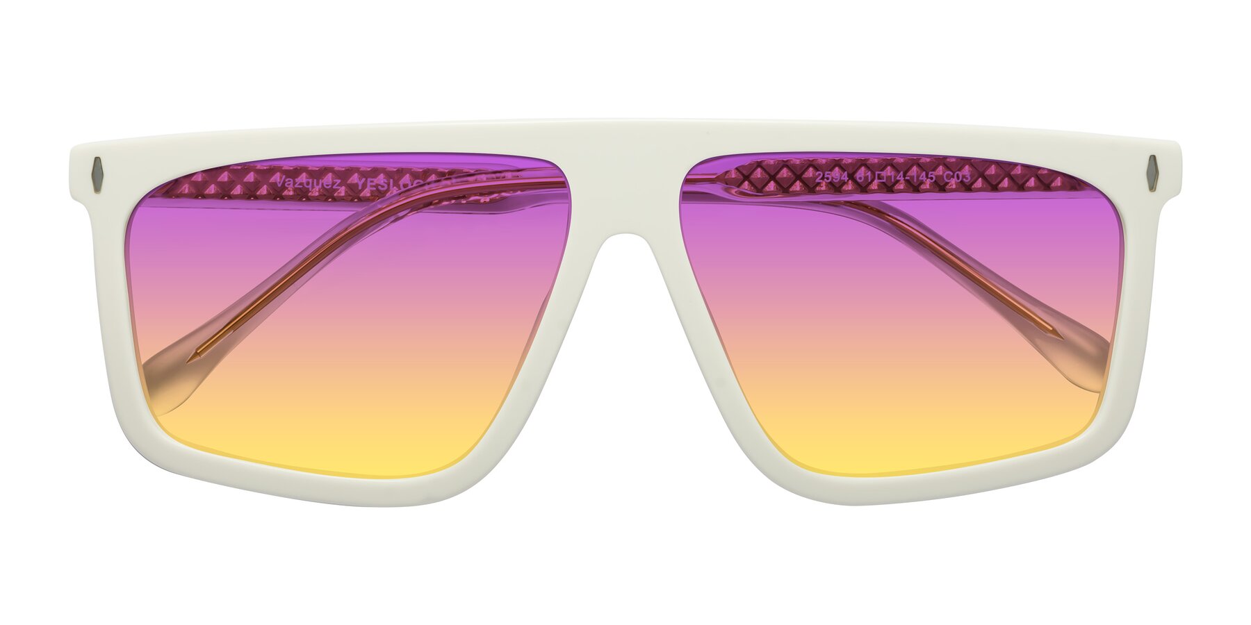Folded Front of Vazquez in White/Gold with Purple / Yellow Gradient Lenses
